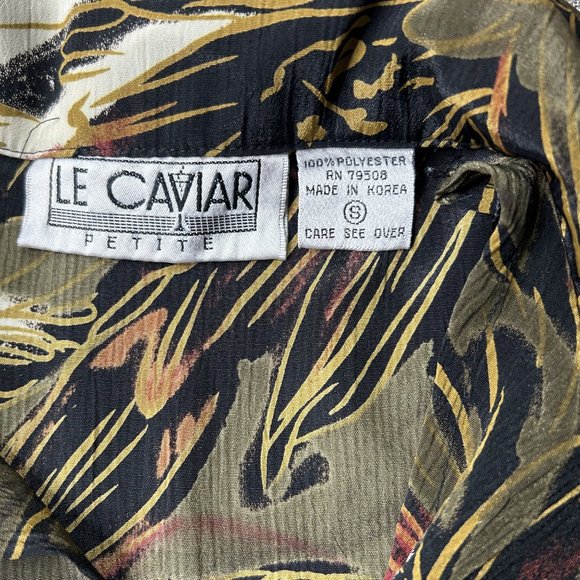 Le Caviar Petite Blouse Women Small Multicolor Floral Fall Leaves Button Office - Picture 8 of 13
